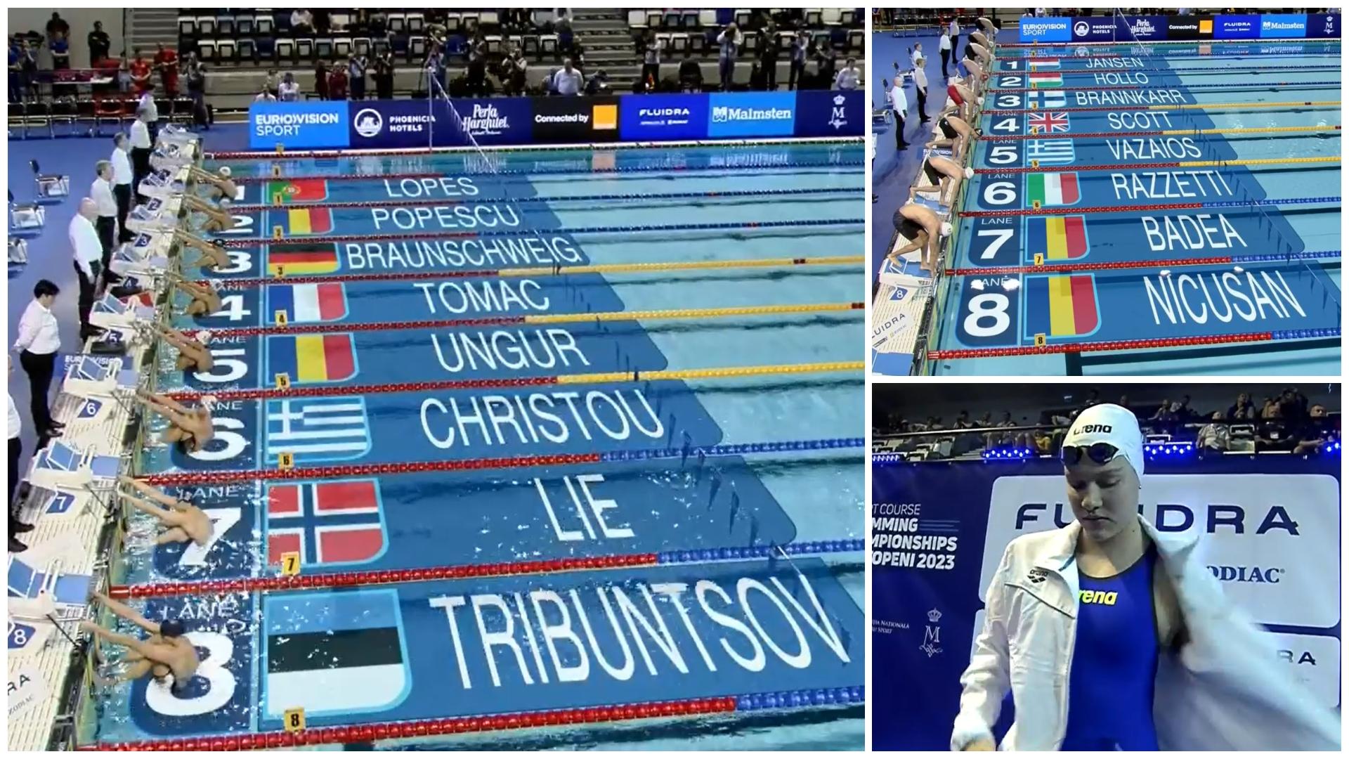 Colaj cu sportivii români din semifinalele Campionatelor Europene de înot în bazin scurt de joi