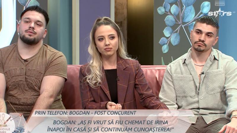 Mireasa, sezon 7. Bogdan a intrat în direct, după ce Irina și Alex au declarat că formează un cuplu. Ce le-a transmis