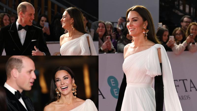 colaj foto Kate Middleton la Premiile Bafta 2023