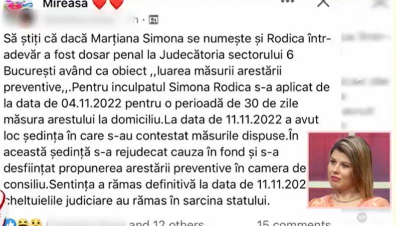 Mireasa Măștile Iubirii, 27 februarie 2023. Cum răspunde Simona acuzațiilor că a avut probleme cu legea