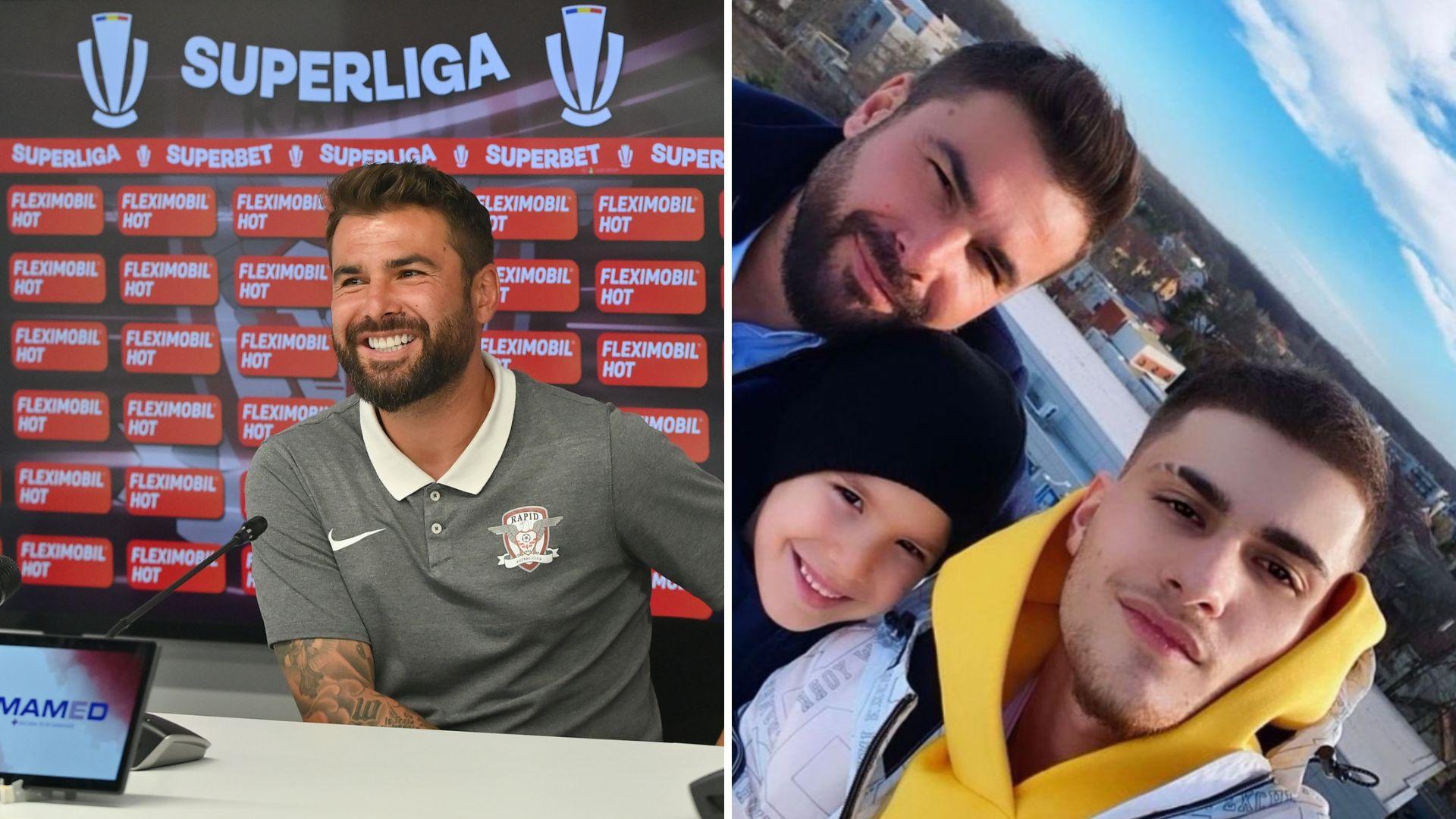 adrian mutu, împreună cu cei doi băieți ai săi, tiago, cel mic, cu fesul în cap și mario, cel mare, cu sprânceana tăiată, cu un hanorac galben și cu o geacă de blugi