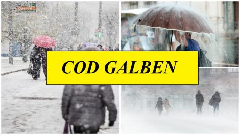 Alertă ANM! Cod galben de ploi însemnate cantitativ, ninsoare și viscol. Ce zone sunt vizate de avertizările meteorologilor