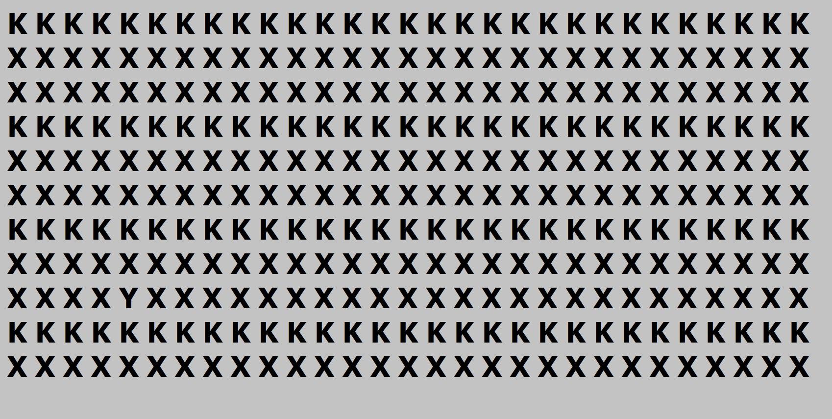 imagine cu literele X si K pe fundal gri, formand o iluzie optica ce ascunde un test de inteligenta