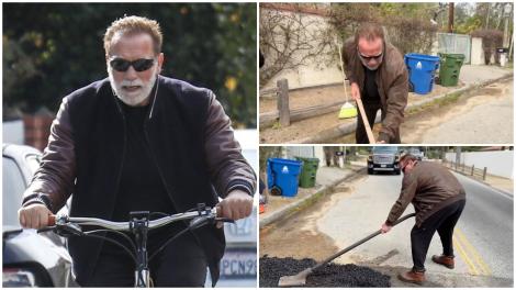 Arnold Schwarzenegger a astupat o groapă de pe strada sa. Imagini inedite cu actorul: „În loc să te plângi, mai bine faci ceva”
