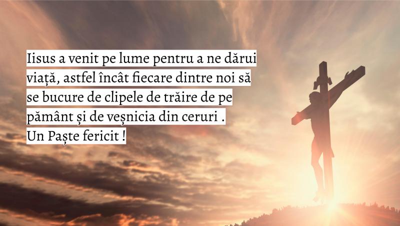 Pe 16 și 17 aprilie 2023, nu uita să le trimiți celor dragi felicitări cu textul ”Paște fericit”. Am realizat pentru tine 100 de felicitări cu ”Paște fericit” și ”Hristos a Înviat”, din care să alegi câte dorești pentru oamenii dragi sufletului tău.