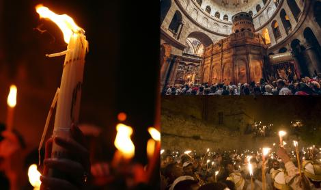 Lumina Sfântă s-a aprins la Ierusalim, la Mormântul lui Iisus Hristos. Cum este trimisă la noi în țară | VIDEO