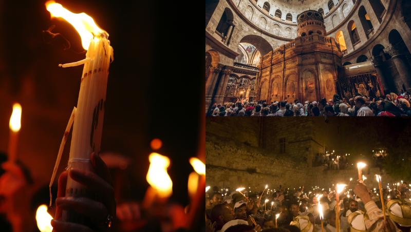 Lumina Sfântă s-a aprins la Ierusalim, la Mormântul lui Iisus Hristos. Cum este trimisă la noi în țară