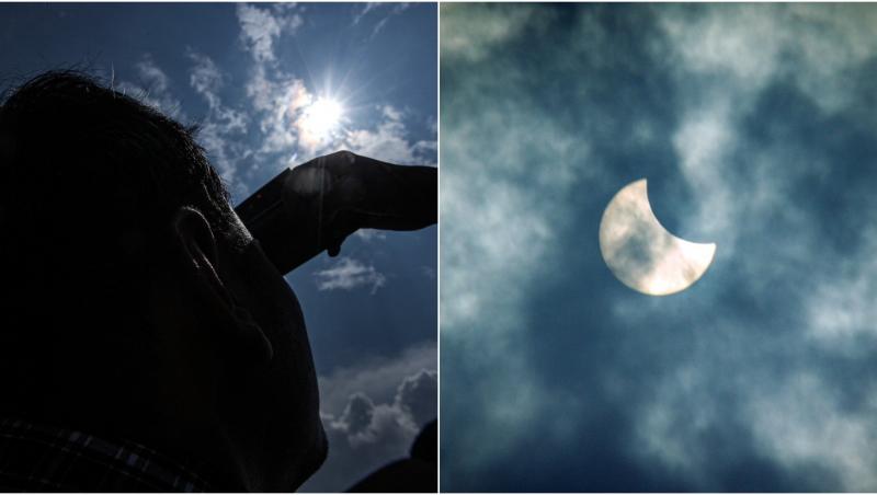 colaj foto eclipsa hibrida de soare 20 aprilie 2023