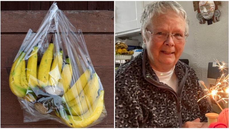 O femeie a găsit o broscuță în punga cu banane