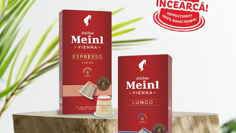(P) Alege cafeaua care iubește natura, în capsule Julius Meinl 100% biodegradabile. Dacă nu ești mulțumit, primești banii înapoi!