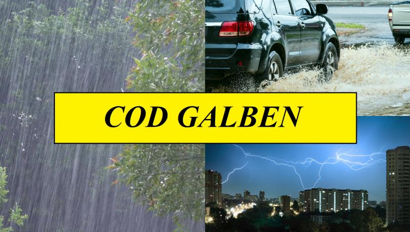 Administrația Națională de Meteorologie (ANM) a emis o avertizare de cod galben de averse torențiale și descărcări electrice în mai multe regiuni ale țării
