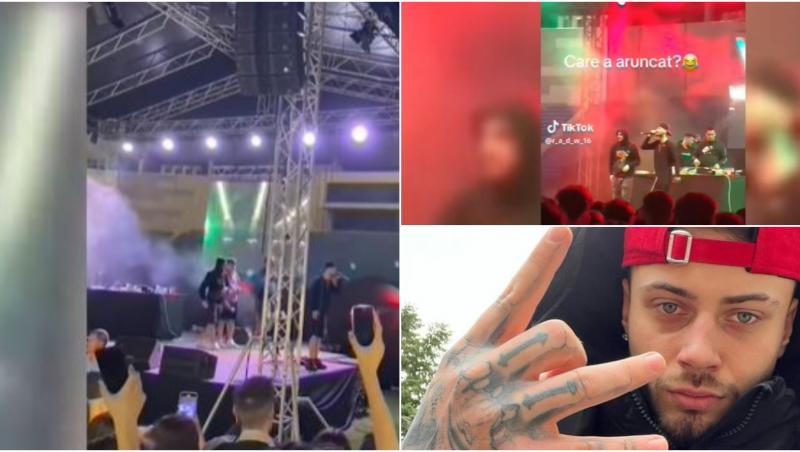 Reacția unui artist, în timpul unui concert din Târgu Jiu, când s-a aruncat cu obiecte pe scenă. Polițistul local nu a intervenit