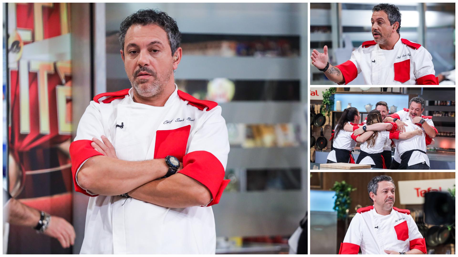 Colaj cu chef Sorin Bontea și concurenții din echipa roșie în mai multe ipostaze la Chefi la cuțite