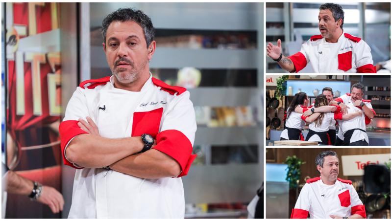 Colaj cu chef Sorin Bontea și concurenții din echipa roșie în mai multe ipostaze la Chefi la cuțite