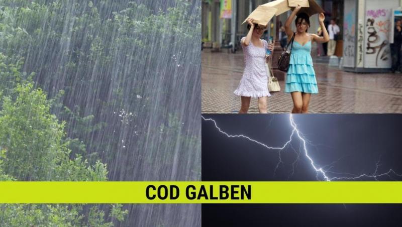 Cod galben de furtuni, descărcări electrice și grindină în 21 de județe și în municipiul București. Avertizarea meteorologilor