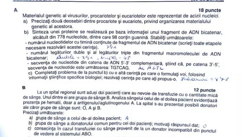 Ce subiecte au picat la BAC 2023 la proba la alegere. Ce au avut elevii de rezolvat la probele de Biologie și Geografie