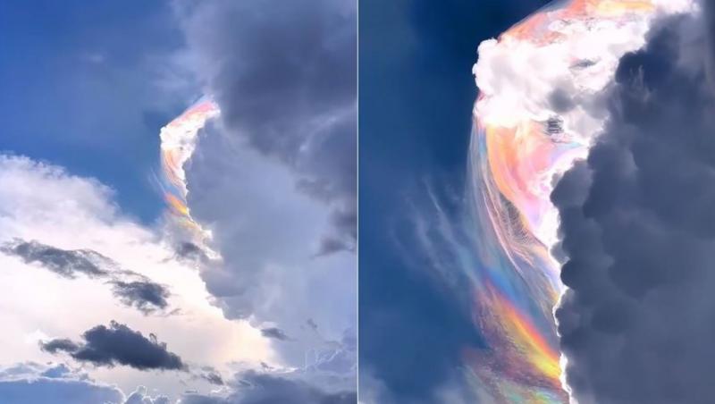 Imaginile cu un nor ce părea să strălucească în nuanțe de curcubeu s-au viralizat pe Tiktok. Mulți au spus că acestea sunt trucate, însă adevărul este că fenomenul a avut loc.