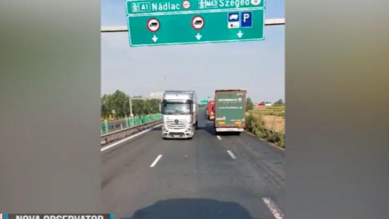 Video | Un tir a fost filmat pe contrasens pe Autostrada Timișoarei. Ce pedeapsă a primit șoferul buclucaș