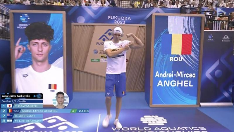 Andrei Anghel, locul 10 în semifinalele CM de la Fukuoka, la proba 50 de m spate. Ce timp a scos românul VIDEO
