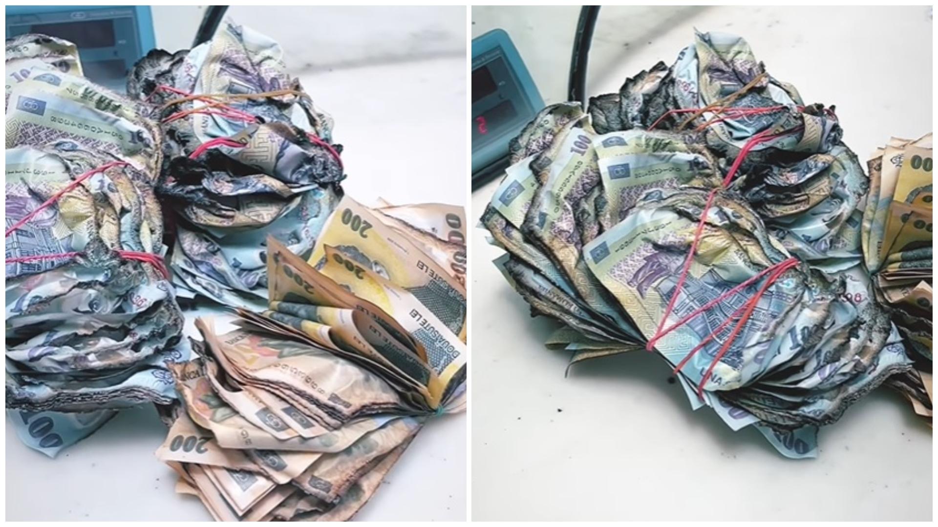 Ce se &icirc;nt&acirc;mplă cu bancnotele arse. Răspuns chiar de la Banca Națională, la care poate schimba oricine banii deteriorați