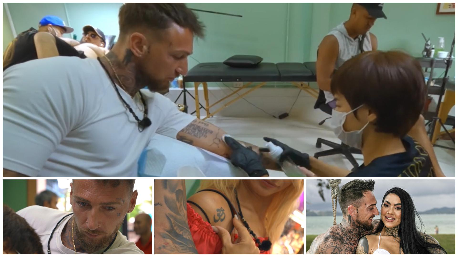 Colaj cu Bogdan Cîrlan făcându-și tatuaj la Insula Iubirii