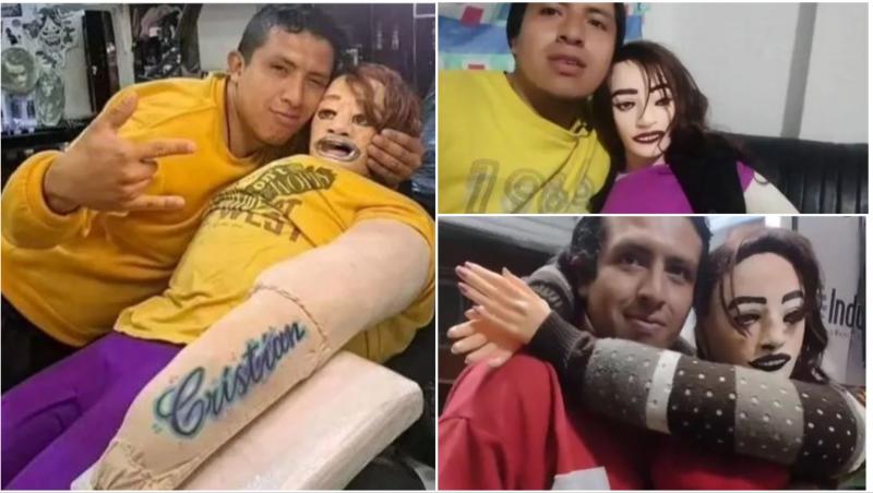 Bărbatul, care s-a căsătorit cu o păpușă din cârpă, și-a obligat „soția” să-i tatueze numele său pe braț.