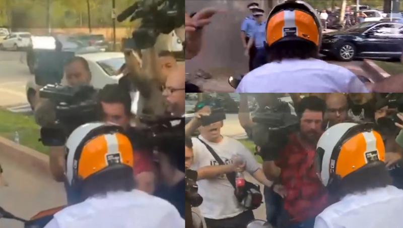 Momentul în care tatăl lui Vlad Pascu intră cu scuterul în jurnaliști la scurt timp după ce a provocat un accident.