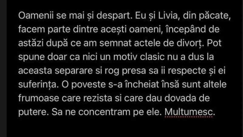 Prima reacție a lui Cătălin Bordea după zvonurile că Livia, fosta lui soție, ar avea un nou partener. Ce a transmis comediantul