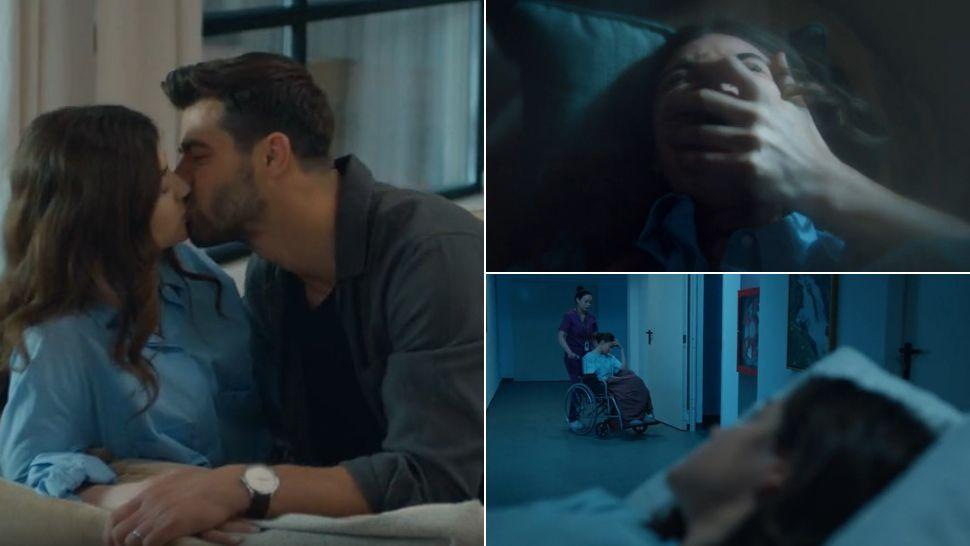colaj lia episoadele 5 și 6, Lia sărutându-se cu Petru, Lia având un coșmar cu mâinile lui Laur la gură și Lia în timp ce este dusă în sala de operații o observă pe Carla într-un scaun cu rotile