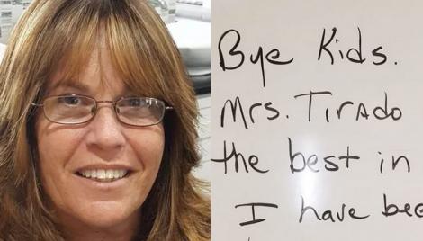 O profesoară concediată de școală a lăsat un mesaj neașteptat elevilor pe tablă. Mătrurisirea citită de toți copiii a uimit
