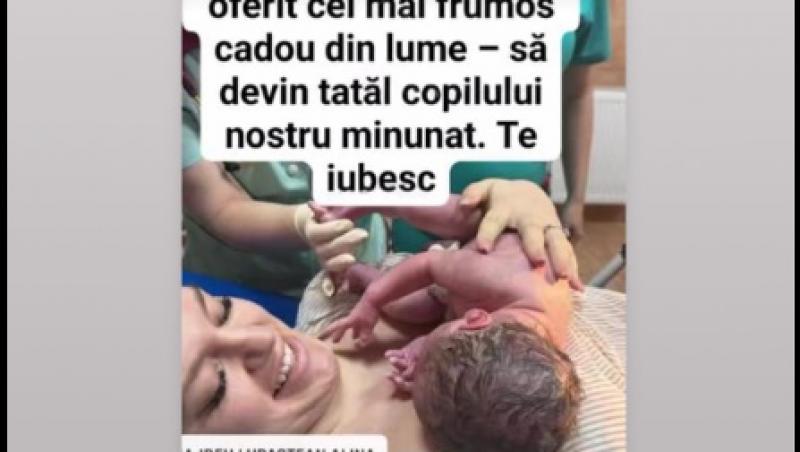 Mireasa, sezon 5. Alina a născut. Prima imagine cu bebelușul ei și al lui Valentin. Ce a transmis proaspătul tătic