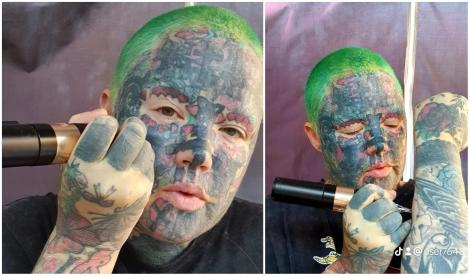 O femeie care are 800 de tatuaje pe corp le-a acoperit cu machiaj și mulți au avut o surpriză când au văzut cum arată aceasta