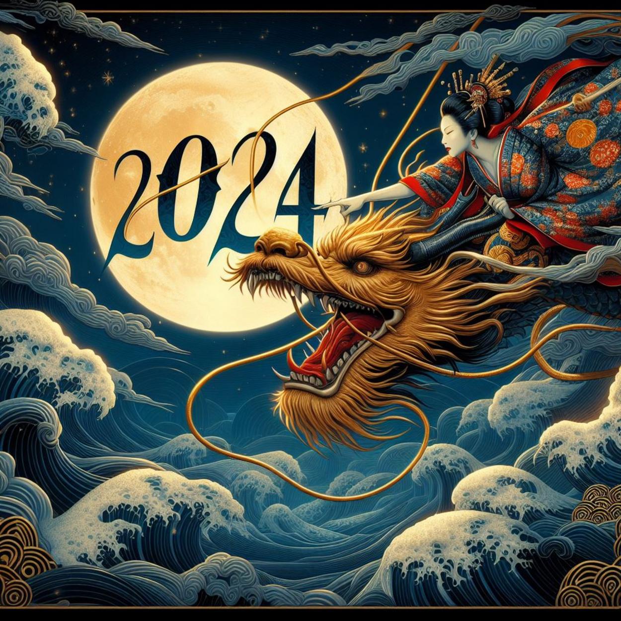 ilustratie cu anul dragonului in zodiacul chinezesc