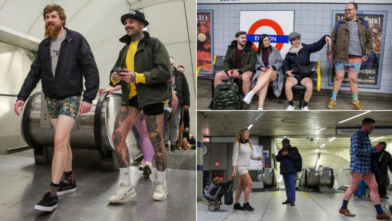 Mii de oameni fără pantaloni au luat cu asalt metroul din Londra