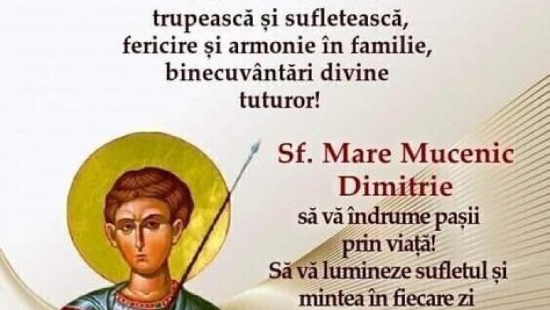 Mesaje de Sfântul Dumitru pentru cei care își serbează onomastica. Urări și felicitări creștine