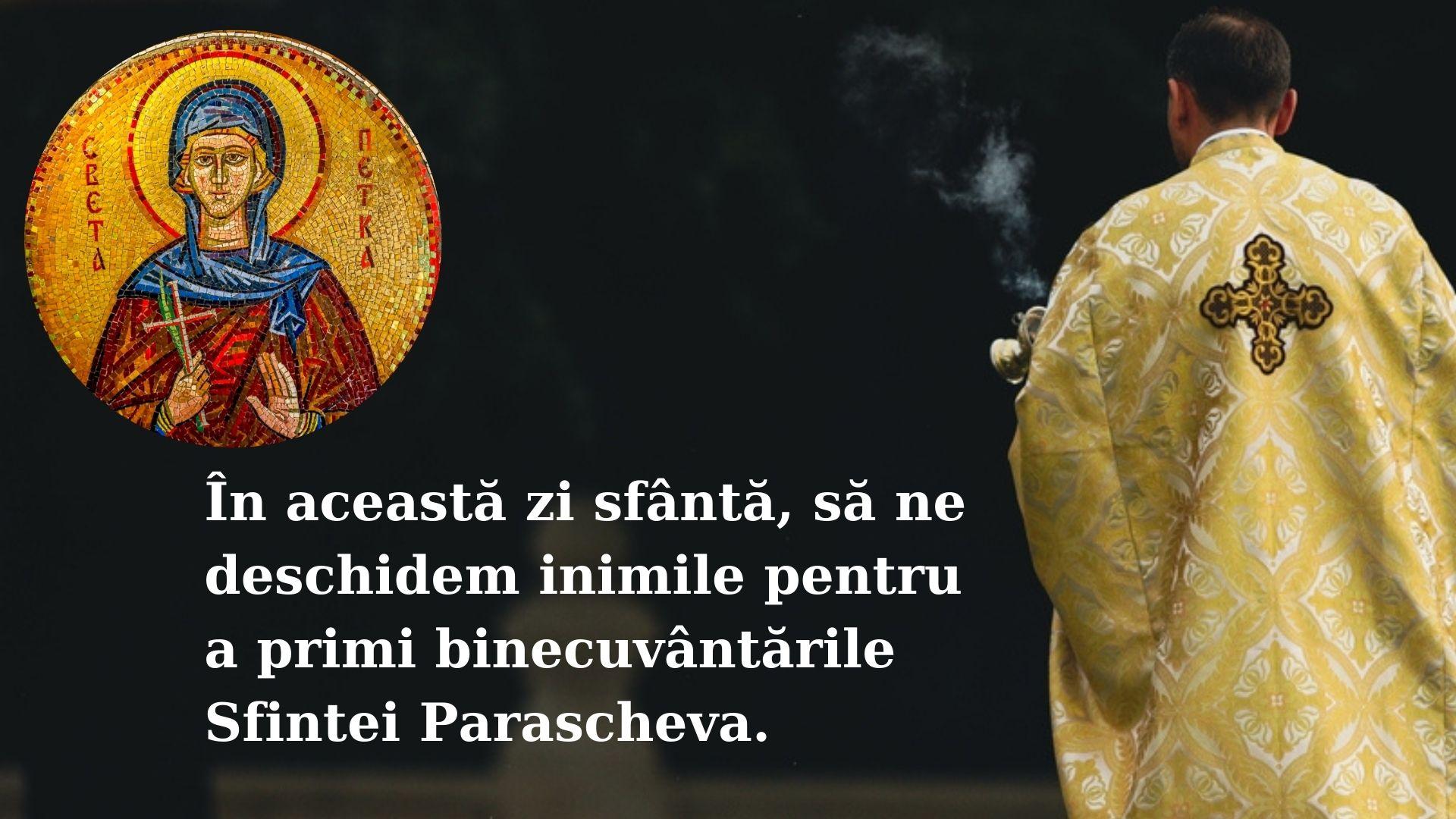 imagine felicitare cu chipul sf parascheva si un preot