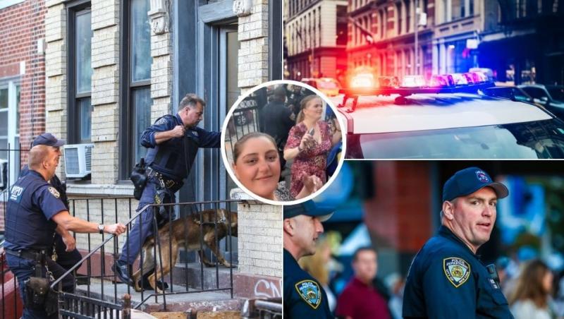 colaj poliția din new york, familie de români cu poliția din new york dansând