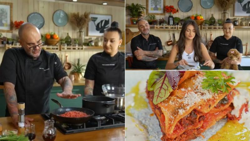 Influencerul Andreea Bostănică i-a provocat pe chef Roxana Blenche și chef Samuel să gătească pentru ea lasagna cu carne de vită și la desert și-a dorit lava cake.