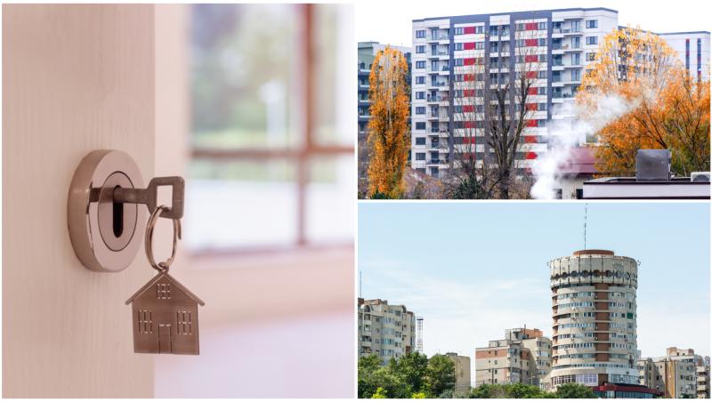 Blocuri în care se închiriază apartamente și imagine fotografiată  la ușa unui apartament