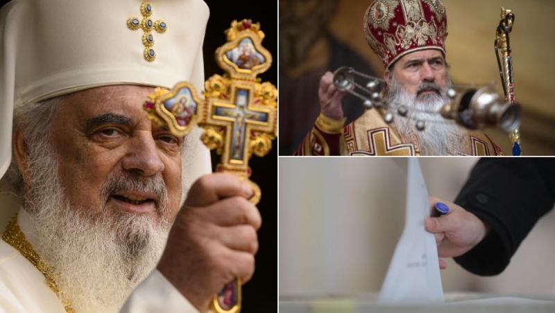 colaj patriarhul daniel, îps teodosie, cetățean care introduce buletinul de vot în urnă