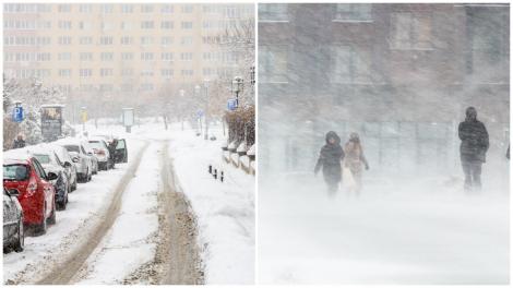 Alertă ANM! Cod portocaliu de ninsori şi viscol puternic valabil până miercuri dimineaţă. Ce zone sunt vizate de avertizarea meteo