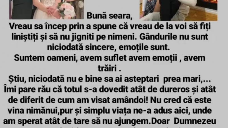 Mireasa, sezonul 8. Madi și Sergiu s-au despărțit. Primul mesaj al tinerei după ce bărbatul a anunțat separarea lor