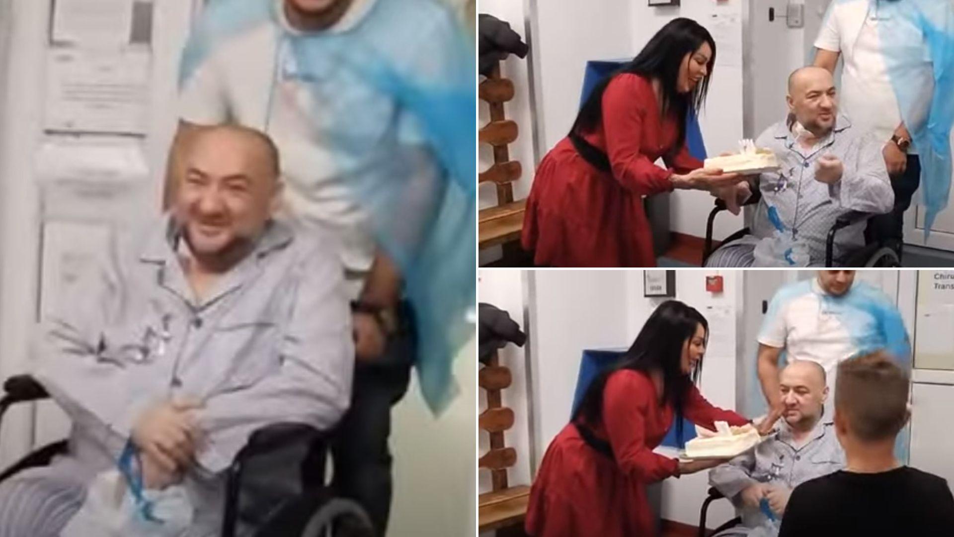 Imagini cutremurătoare cu Leo de la Strehaia. Slăbit de boală, în scaun cu rotile, sărbătorește 47 de ani pe holurile spitalului
