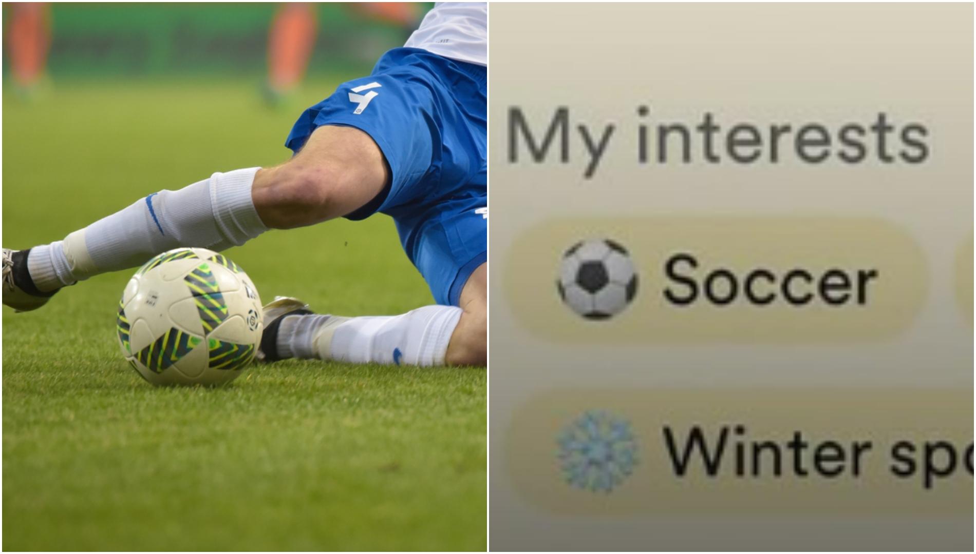 colaj foto jucator de fotbal cazut la pamant cu mingea si captura profil de intalniri