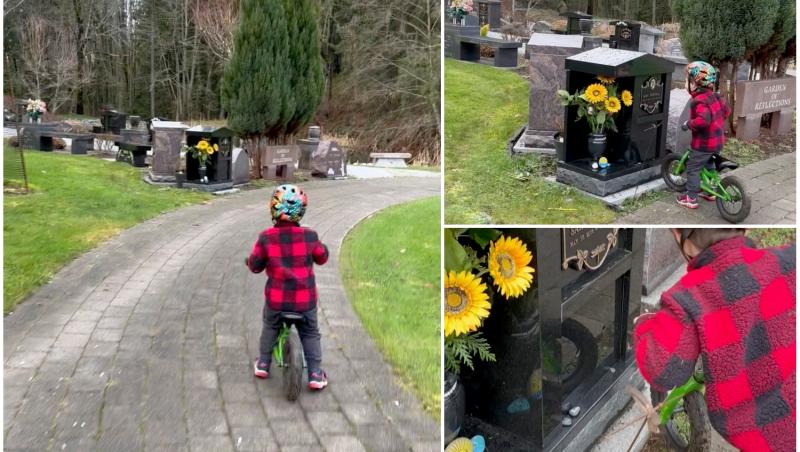Imaginile cu băiețelul care merge la mormântul mamei sale au devenit virale