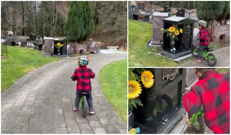 Ce a făcut un băiețel de 3 ani, atunci când a ajuns la mormântul mamei sale! Bunica a filmat totul. Imaginile sunt dureroase