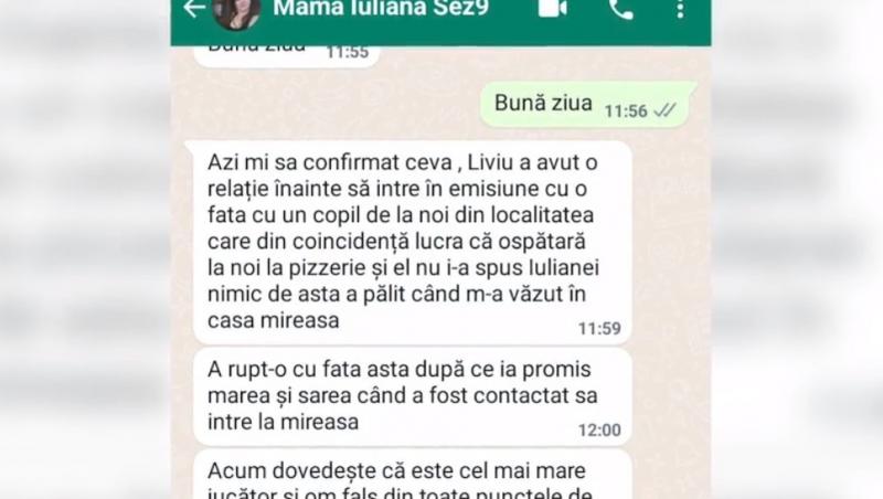 Mama Iulianei, acuzații grave la adresa lui Liviu. Susține că a lovit o fosta iubită și că a renunțat la o relație pentru Mireasa