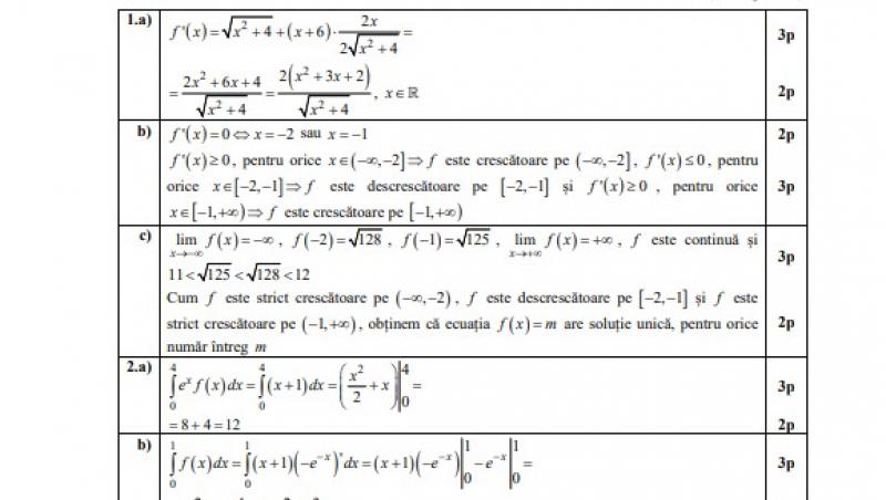 Simularea BAC 2024 la Matematică: subiecte și barem. Ce au avut de rezolvat elevii