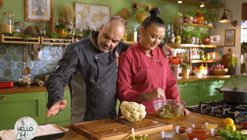 Hello Chef sezon 7, 20 aprilie 2024. Roxana Blenche și chef Samuel Le Torriellec au gătit o rețetă de creveți Piri Piri