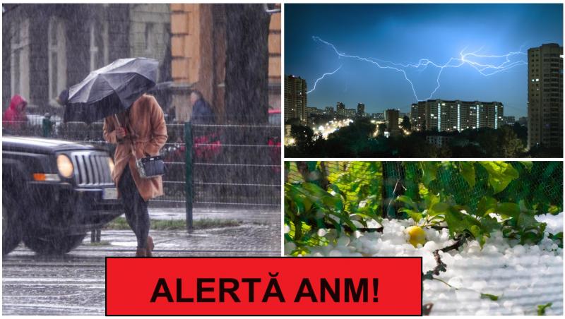 Meteorologii au emis o avertizare meteo de averse, grindină și descărcări electrice pentru mai multe zone ale RomânieI